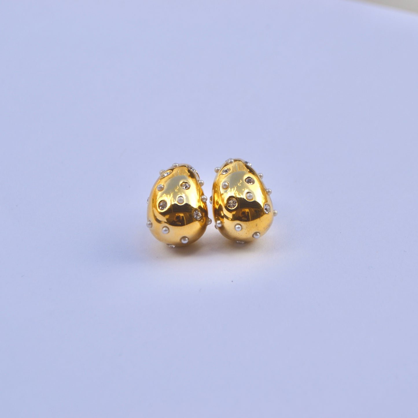 Pendientes Gota perlas y brillantes